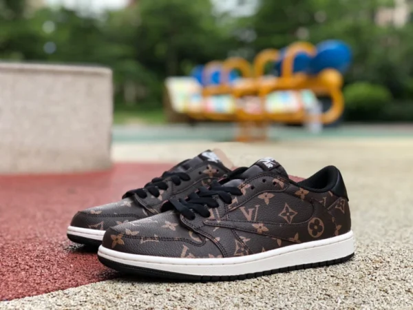 AJ1 バーブ ロートップ LV ジョイント ブラウン トラビス スコット × ナイキ エア ジョーダン 1 ロー AJ1 ジョイント LV ロートップ スニーカー TS ジョイント バーブ DM7866-