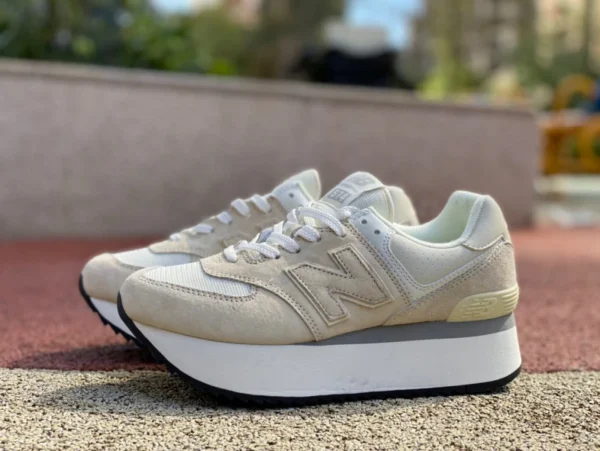 NB574 厚底ベージュ NEW BALANCE レディース レトロ厚底高めカジュアルダッドシューズ WL575zaa