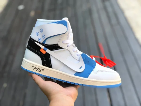 aj1ow pss 白と青 Off-White x Air Jordan 1 OW ジョイント AJ1PSS 白と青 ハイトップ 50818-168