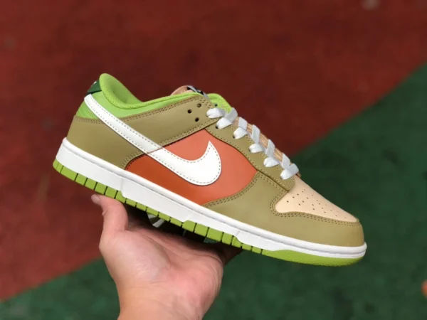 ダンク ブラウン グリーン レッド ロー Nike Dunk Low GS クラシック レトロ カジュアル スニーカー バーリー イエロー カラー ステッチ DV9108-711