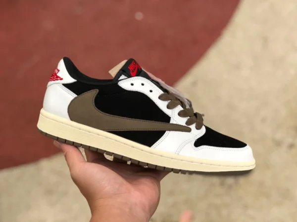 AJ1 バーブ ロートップ ブラック モカ オフホワイト Travis Scott x Air Jordan 1 Low ロートップ バーブ TS ジョイント スニーカー cq4277-990