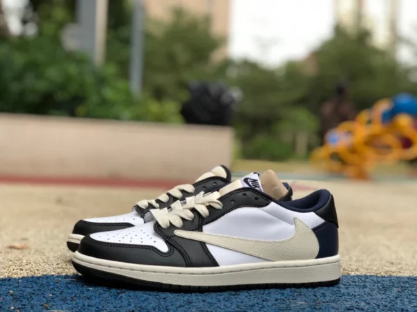 AJ1 バーブ ロートップ 白黒 ネイビー Travis Scott x Air Jordan 1 Low ロートップ バーブ TS 連名スニーカー cq4277-999