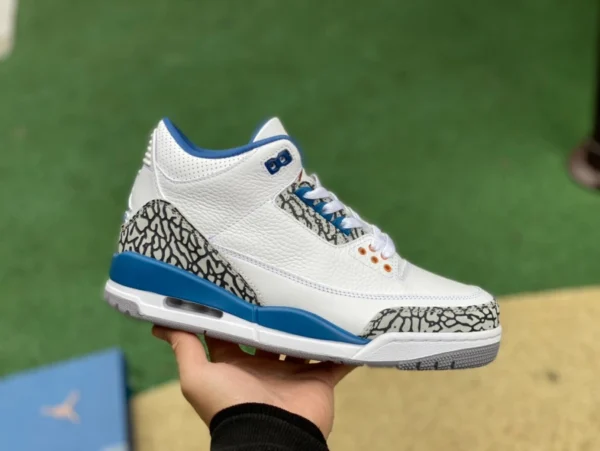 AJ3 ホワイト ブルー ゴールド トゥルー ブルー エア ジョーダン 3 レトロ ウィザーズ プラチナ ブルー ウィザーズ バーストパターン CT8532-148