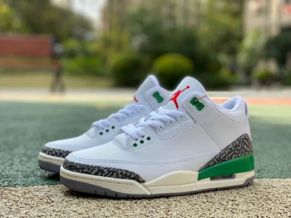 aj3 白と緑のファーストレイヤーレザー エア ジョーダン 3 WMNS "Lucky Green" ラッキーグリーン 白と緑のクラックルパターン CK9246-136