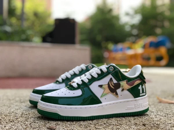 エイプマングレーホワイトグリーン迷彩新バージョンBAPE STA SK8新しいスニーカースターカジュアルシューズエイプマンロートップスポーツシューズ