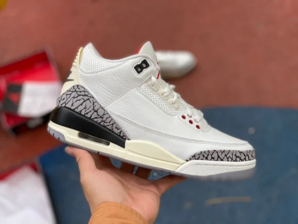 aj3 ホワイトセメントオールド s2 純粋なオリジナルエアジョーダン 3 AJ3 ホワイトセメントジョー 3 ホワイトグレークラックル 2023 バージョンレトロホワイトセメントレイマ DN3707-100