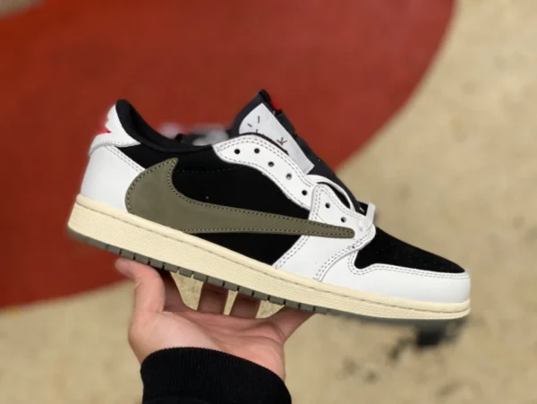 aj1 バーブ ロートップ オリーブ グリーンのレザーの最初の層のコスト効率の高いバージョン Travis Scott x Air Jordan 1 Low OG WMNS "Olive" DZ4137-10