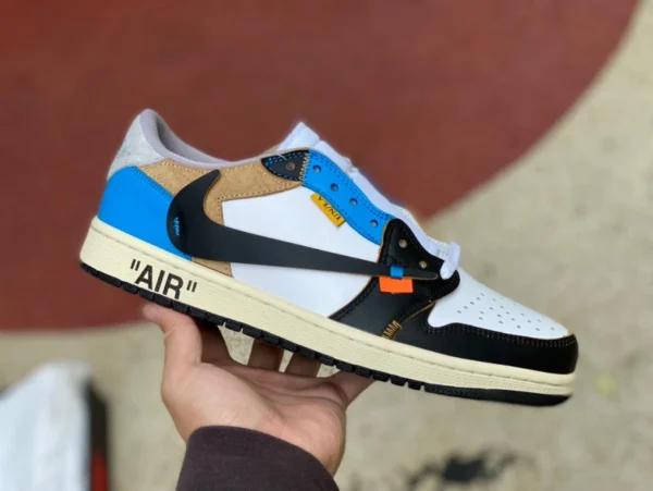 aj1ow ジョイント 黒と白 ブルーバーブ エア ジョーダン 1 x OFF-WHITE AJ1 OW ジョイント ロートップ バーブ ブラック トゥ ジョイント cz0790-108