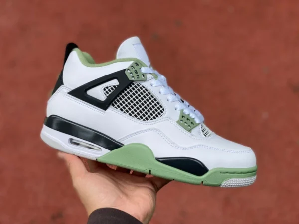 AJ4 ホワイト グリーン セージ 最も人気のあるエア ジョーダン 4 AJ4 ホワイト グリーン ブラック マッチャ グリーン シーソルト ミッドトップ バスケットボール シューズ AQ9129-103 131 のコスト効率の高いバージョン