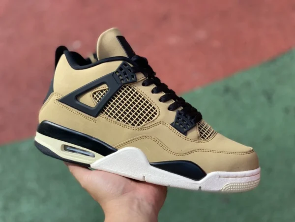 AJ4 ミルクティー マッシュルーム エア ジョーダン 4 のコストパフォーマンス バージョン AJ4 パール ミルク ティー マッシュルーム ブラック ブラウン バスケットボール シューズ AQ9129-200