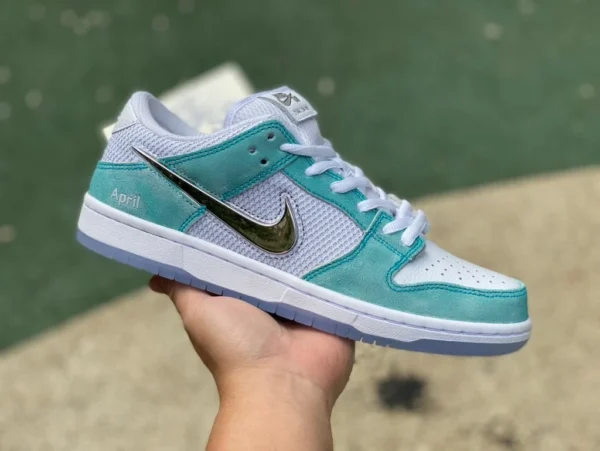 ダンク連名 APRIL ホワイト＆グリーン ピュアオリジナル APRIL SKATEBOARDS x Nike SB Dunk Low 通気性ローカットスニーカー ティファニー ホワイト＆グリーン