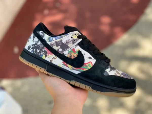 Dunksup 連名ブラック グラフィティ Supreme x Nike SB Dunk Low ブラック グラフィティ スニーカー fd8778-001