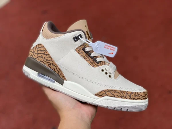 AJ3 ホワイト ブラウン バーストパターン エア ジョーダン 3 "パロミノ" AJ3 ホワイト ブラウン ミッドトップ バースト レトロ バスケットボール シューズ CT8532-102