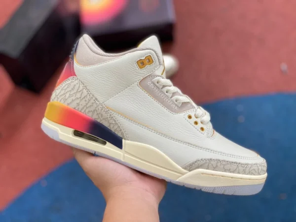 AJ3 白青赤連名モデル OG 純粋なオリジナル J Balvin x Jordan Air Jordan 3 連名レトロバスケットボールシューズ男性と女性の同じスタイル白青赤 FN0