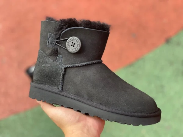 UGG ショート ブラック UGG ベイリー ムートンとベルベットのウォーム ショート ミッドカーフ スノー ブーツ レディース