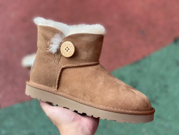 UGG ショート ブラウン UGG ベイリー ムートンとベルベットのウォーム ショート ミッドカーフ スノー ブーツ レディース