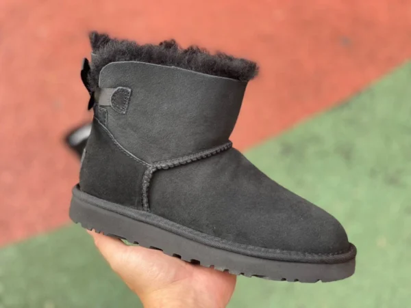 UGG ボウ ブラック UGG ベイリー ムートン プラス ベルベット ウォーム ショート ミッドカーフ スノー ブーツ レディース