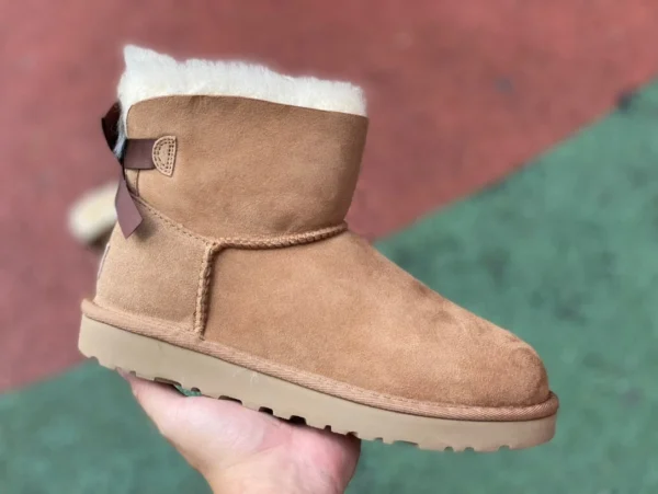 UGG ボウ ブラウン UGG ベイリー ムートン プラス ベルベット ウォーム ショート ミッドカーフ スノー ブーツ レディース