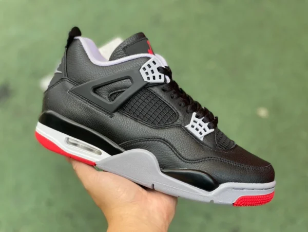 aj4 黒と赤のレザーカット純粋なオリジナル エア ジョーダン 4 "Bred Reimagined" FV5029-006