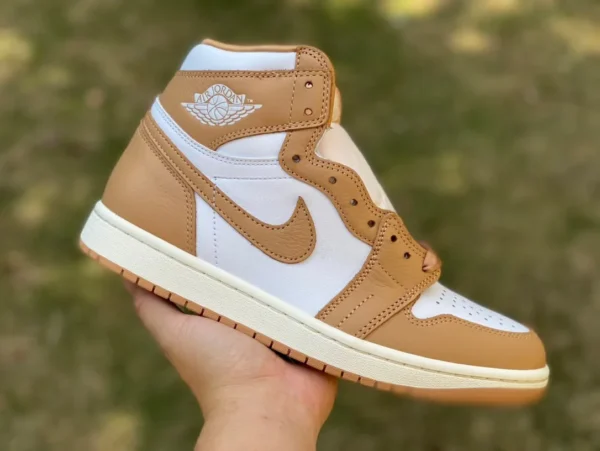 AJ1 ホワイト ブラウン ハイトップ エア ジョーダン 1 AJ1 ホワイト ブラウン ハイトップ レトロ バスケットボール シューズ FN6622-201