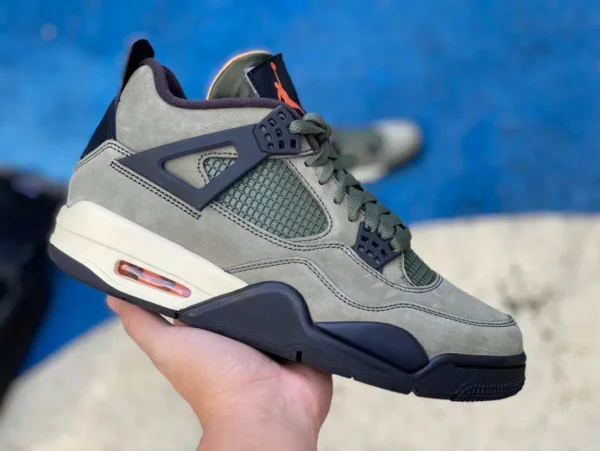 AJ4 ミリタリーグリーン エア ジョーダン 4 レトロ UNDFTD ロートップ レトロ バスケットボール シューズ メンズ ミリタリーグリーン JBM351 M1