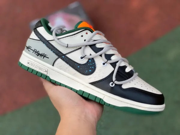 ダンク ストラップ 黒と白 グレーとグリーン Nike Dunk Low ローカット スニーカー DD1391-300