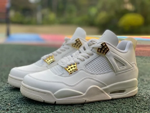 AJ4 ピュアプラチナバックル cp ピュアオリジナルエアジョーダン 4 ホワイト耐摩耗性滑り止め通気性レトロミッドトップバスケットボールシューズ AQ9129-170