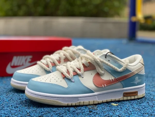 ダンク ストラップ ホワイト ブルー ブラウン Nike Dunk Low レトロ コースタル ストリート クラシック 万能 ローカット スニーカー メンズ ブルー ホワイト ブラウン DV0831-003