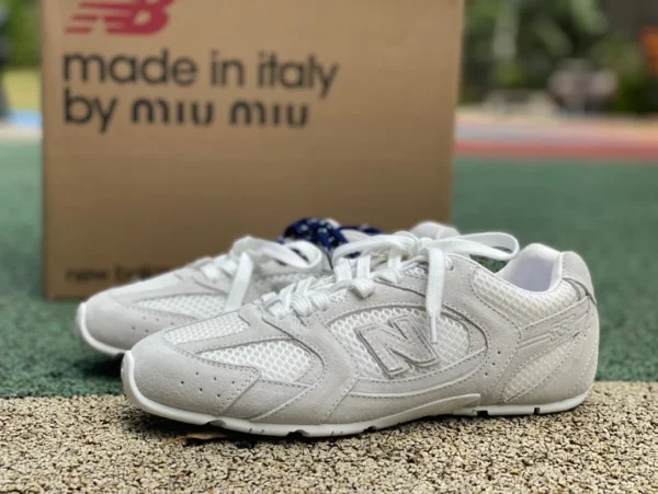 NB530 ジョイント MIU ホワイト グレー ピュア オリジナル ニューバランス × MIU MU ミュウミュウ NB 530 レースアップ ラウンドトゥ 耐摩耗性 ロートップ ランニング シューズ