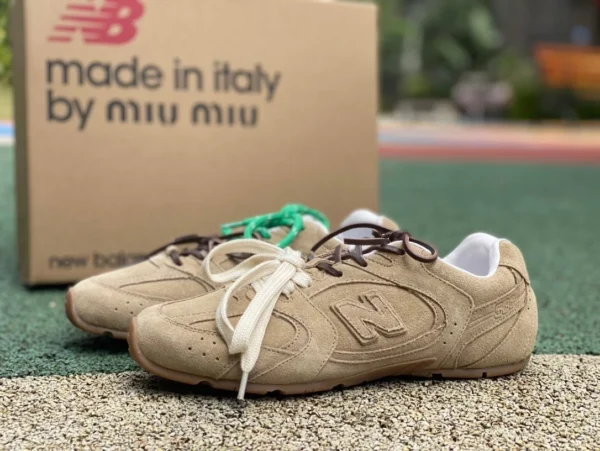 NB530 ジョイント MIU ベージュ ピュアオリジナル ニューバランス×MIU MU ミュウミュウ NB 530 レースアップ ラウンドトゥ 耐摩耗性 ロートップ ランニング シューズ