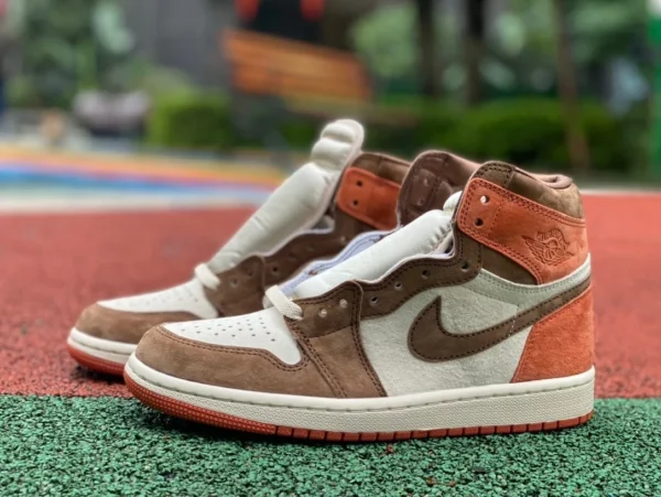 AJ1 ココアブラウン スモール テラコッタ ウォリアーズ エア ジョーダン 1High OG AJ1 ココアブラウン レトロ バスケットボール シューズ FQ2941-200